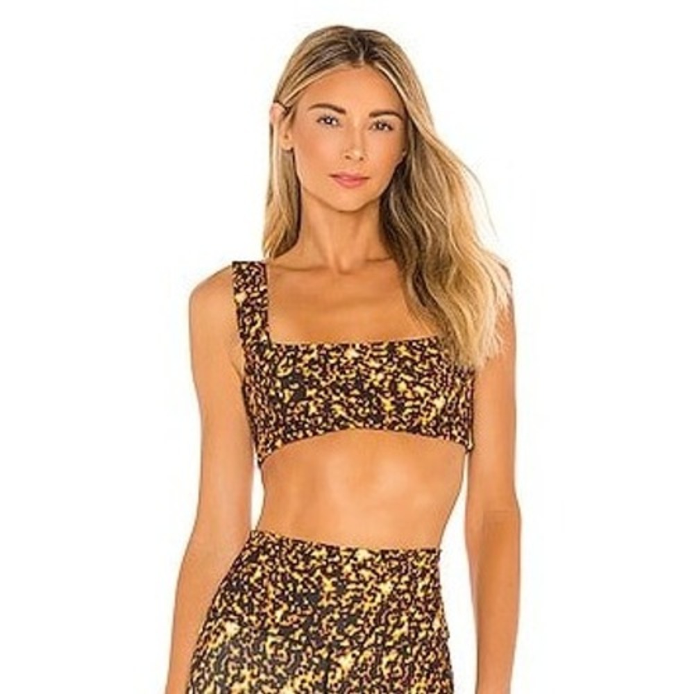 WeWoreWhat Tortoise‎ Print Cropped Bustier Bra Top Sleeveless Workout Size XL